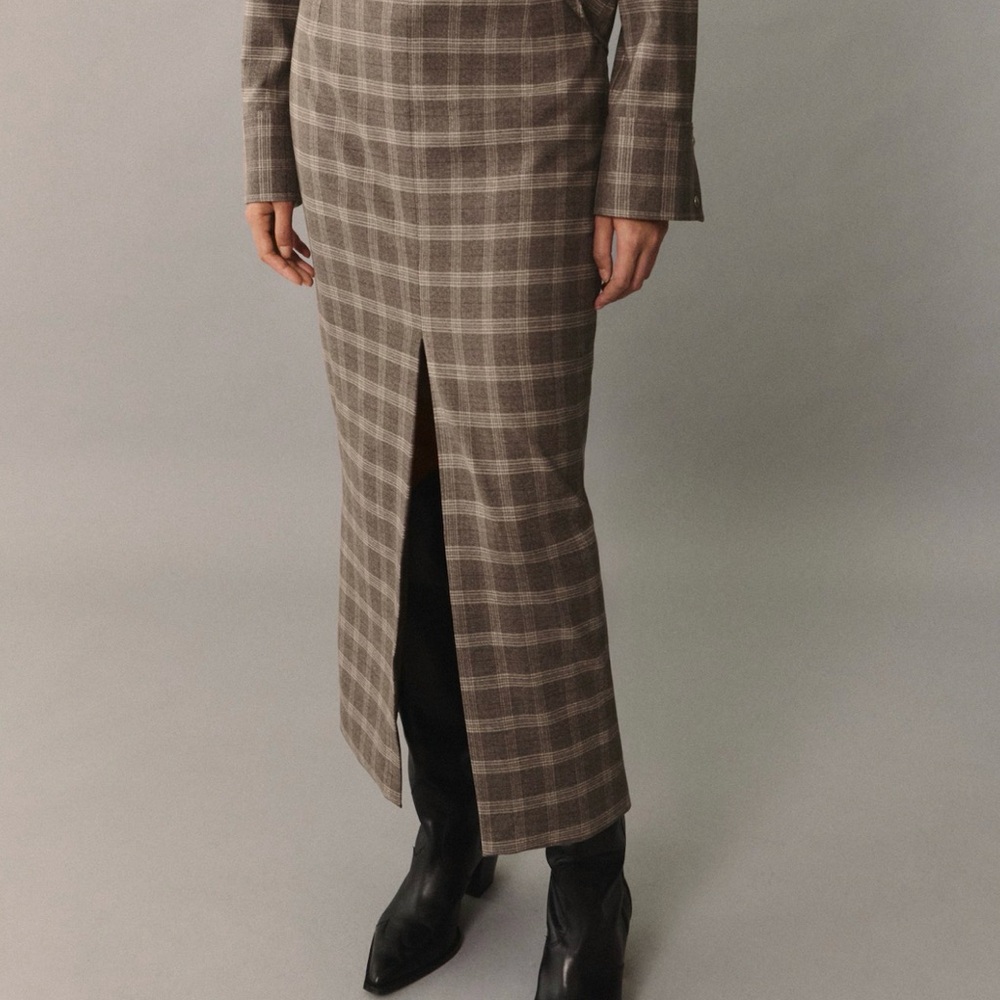 Plaid Brown Maxi Skirt